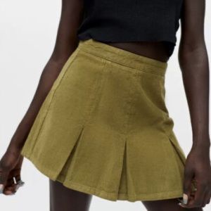 BDG Urban Outfitters Pleated Corduroy Mini Skirt Green